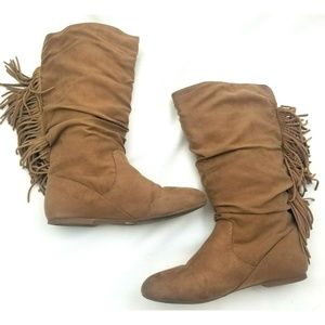 GB Girl's Lively-Girl Fringe Boots Faux Suede